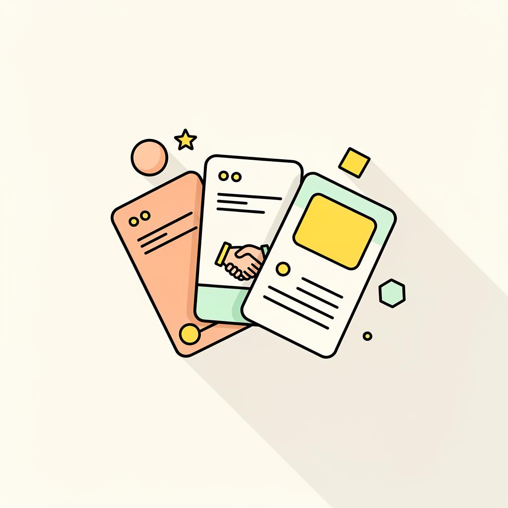 Three agency profile cards on a cream surface.